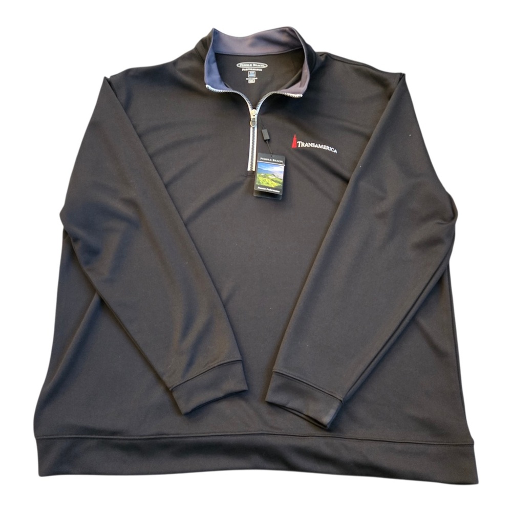 Pebble Beach Black Quarter-Zip Lightweight Golf Jacket XXL NWT Transamerica Logo